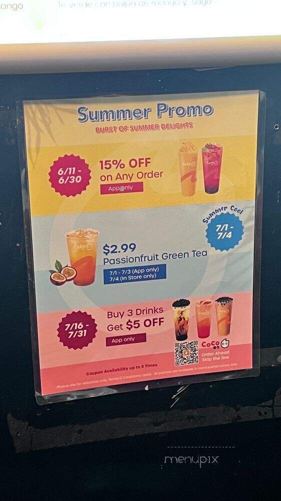 Coco Fresh Tea & Juice - Flushing, NY menu_pic