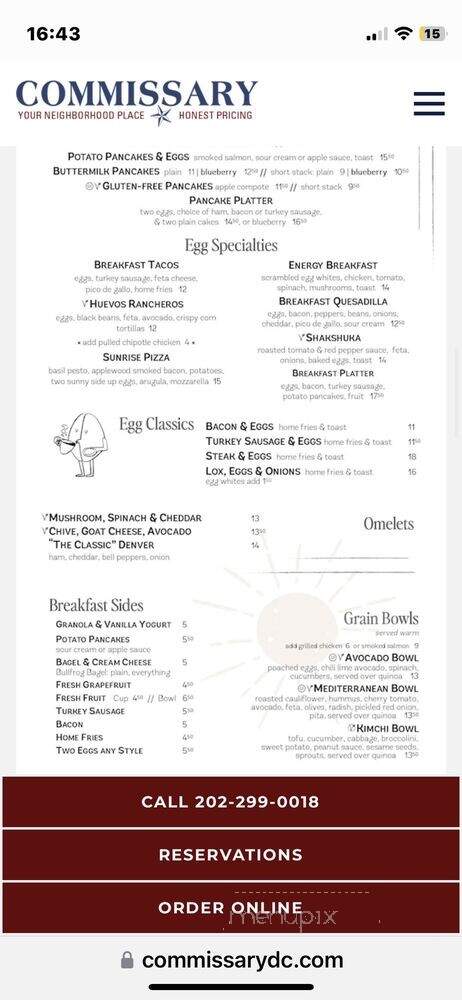 Commissary - Washington, DC menu_pic