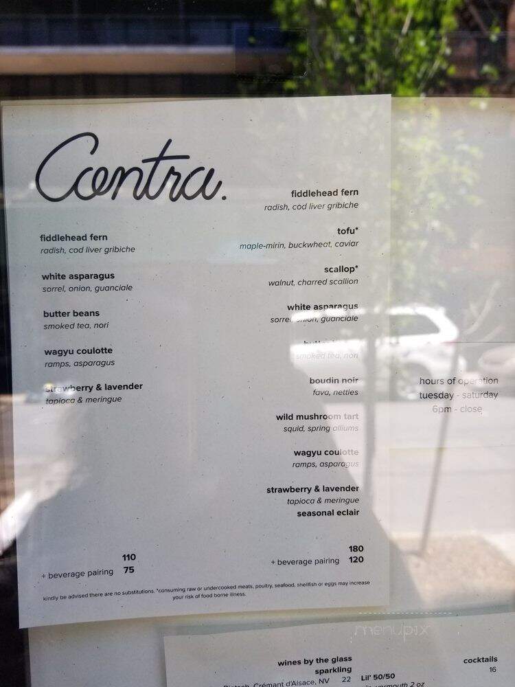 Contra - New York, NY menu_pic