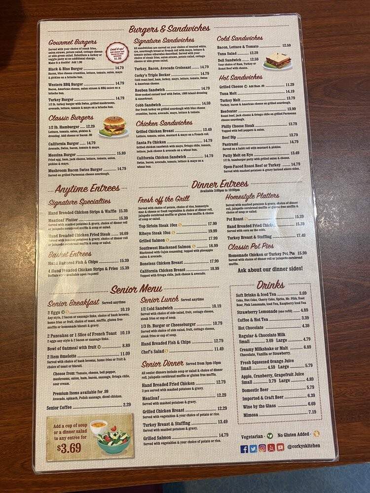 Corky's Homestyle Kitchen & Bakery - Riverside, CA menu_pic