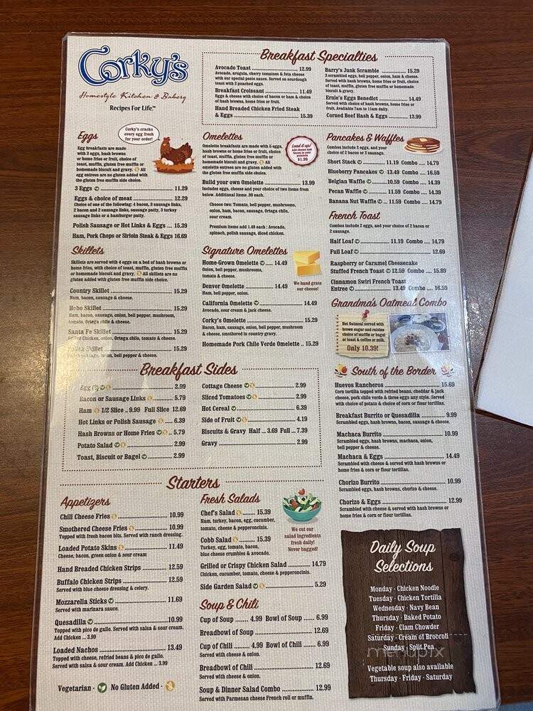 Corky's Homestyle Kitchen & Bakery - Riverside, CA menu_pic