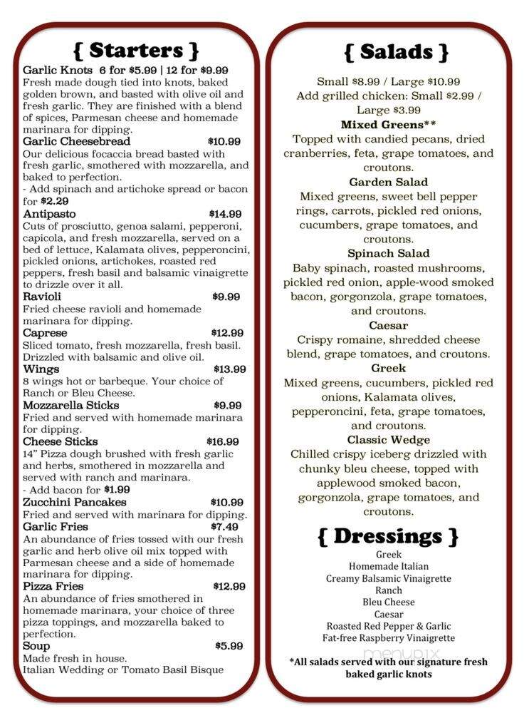 Del Vecchios - Asheville, NC menu_pic