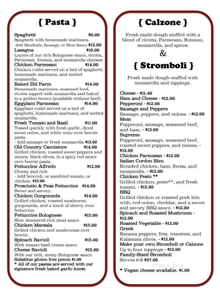 Del Vecchios - Asheville, NC menu_pic