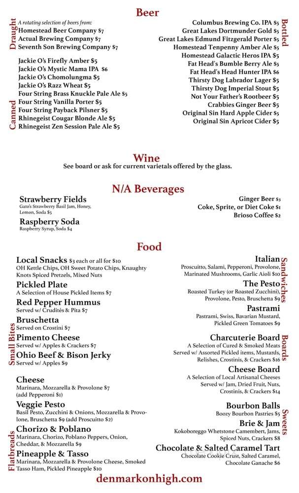 Denmark - Columbus, OH menu_pic