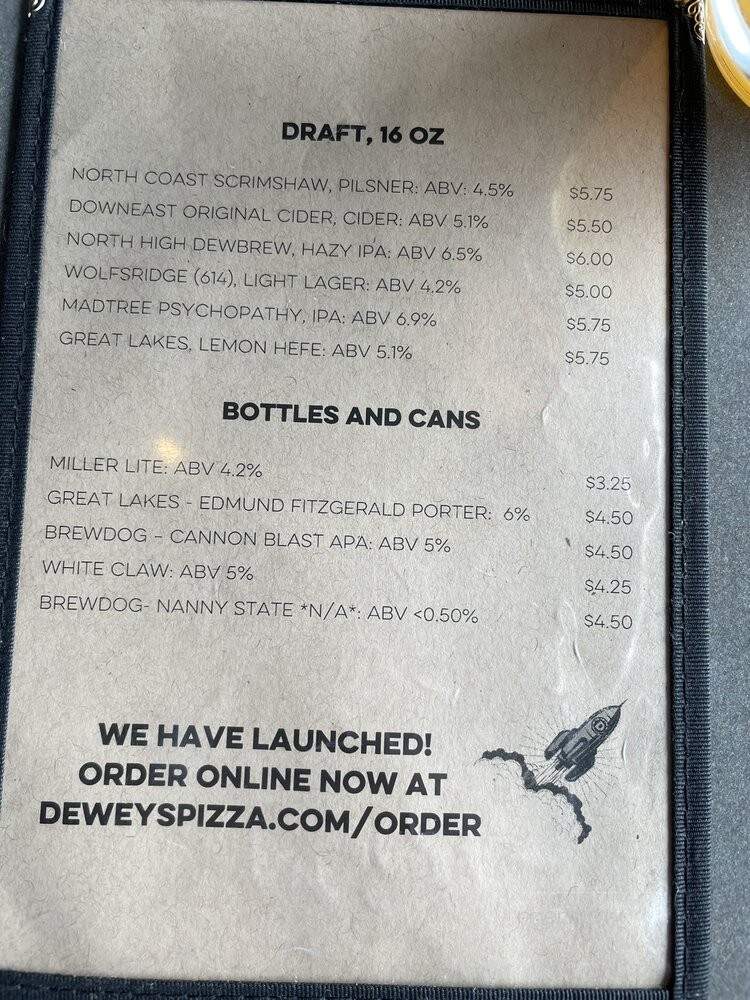 Dewey's Pizza - Worthington, OH menu_pic