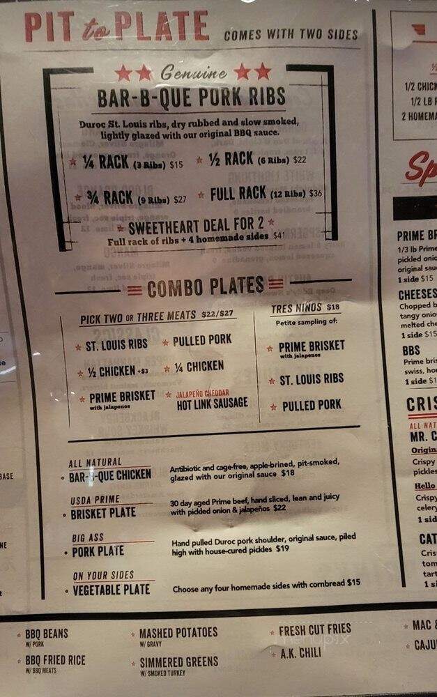Dinosaur Bar-B-Que - Buffalo, NY menu_pic