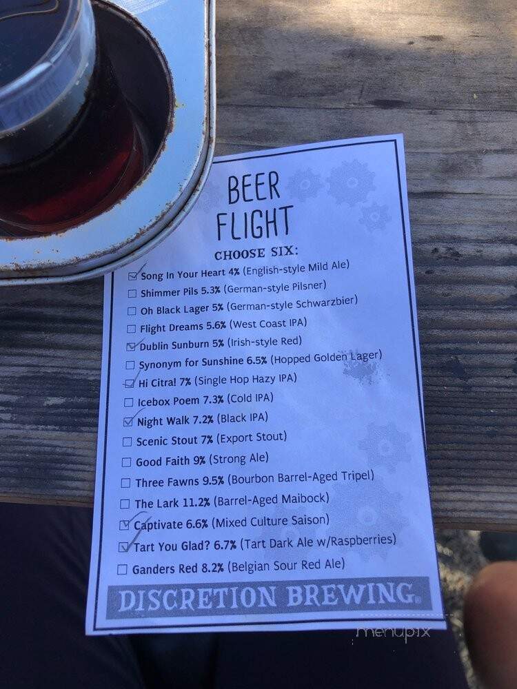 Discretion Brewing - Soquel, CA menu_pic