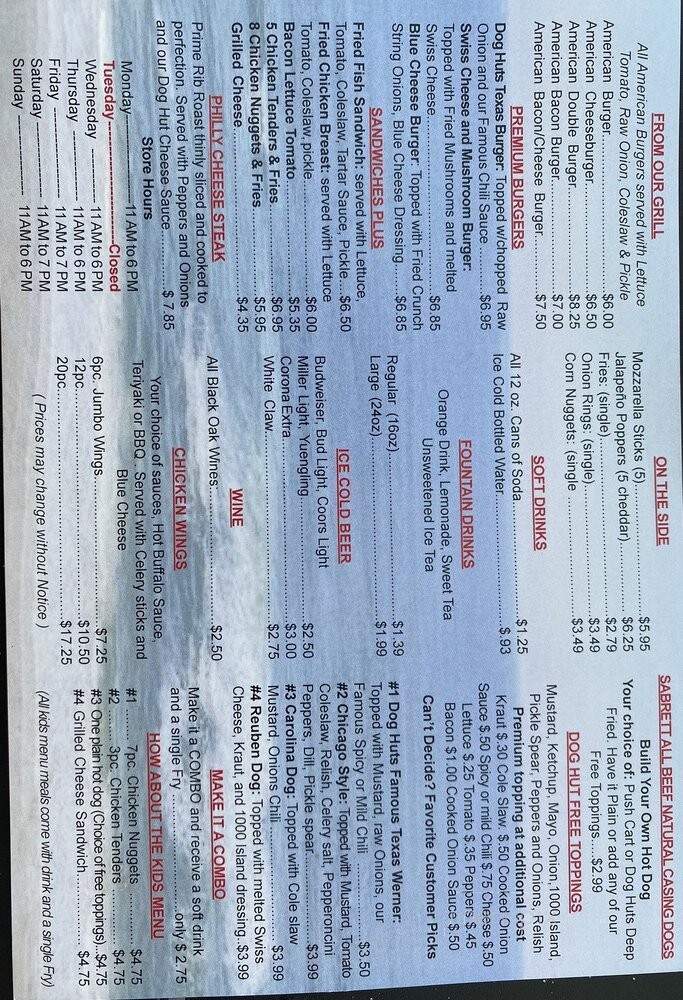 Dog Hut - Ormond Beach, FL menu_pic