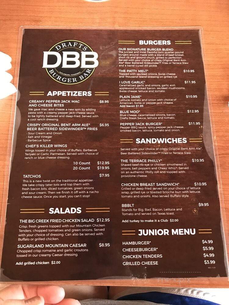 Drafts Sports Bar and Grill - Gatlinburg, TN menu_pic