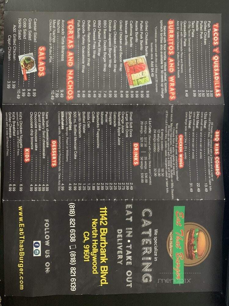 Eat That Burger - North Hollywood, CA menu_pic
