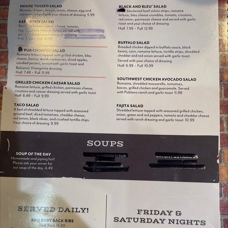 Eaton Pub & Grille - Charlotte, MI menu_pic