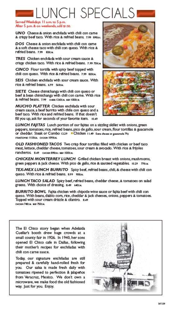 El Chico - Texarkana, AR menu_pic