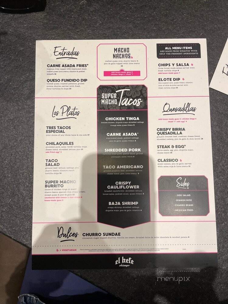 El Hefe Super Macho Taqueria - Chicago, IL menu_pic
