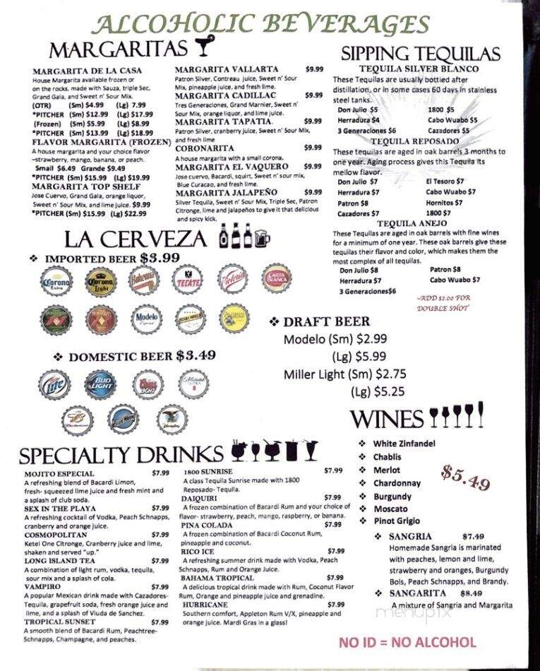 El Vaquero - Midland, NC menu_pic