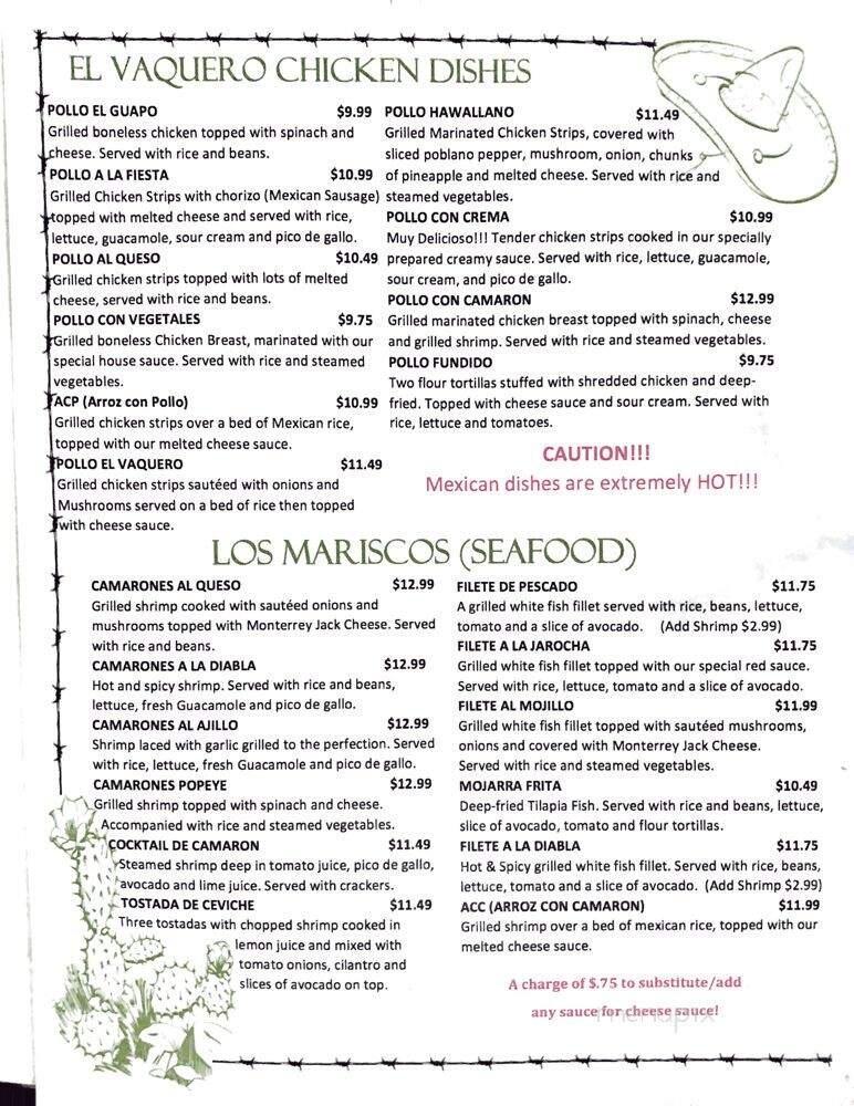 El Vaquero - Midland, NC menu_pic