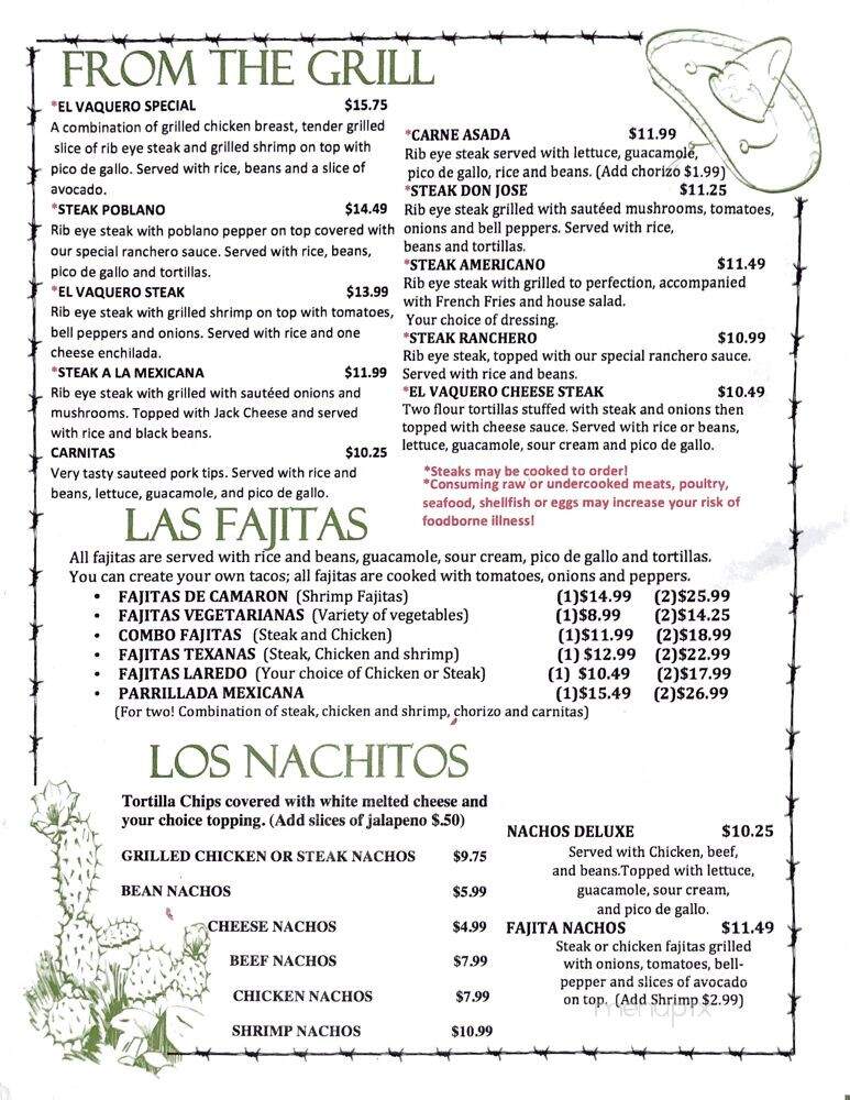 El Vaquero - Midland, NC menu_pic