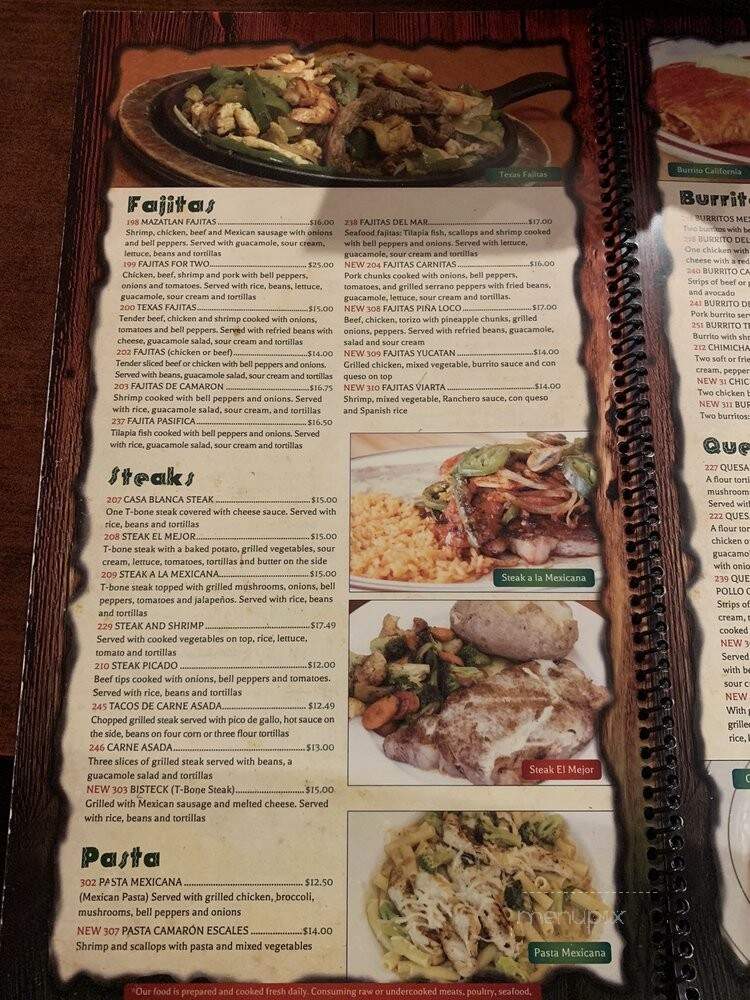 El Vaquero West - Fredericksburg, VA menu_pic