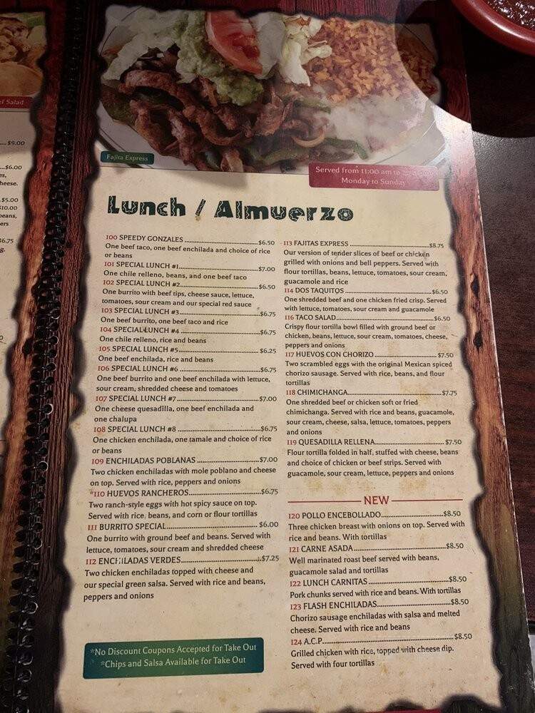 El Vaquero West - Fredericksburg, VA menu_pic