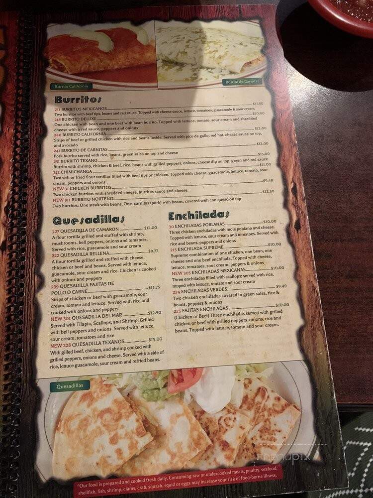 El Vaquero West - Fredericksburg, VA menu_pic