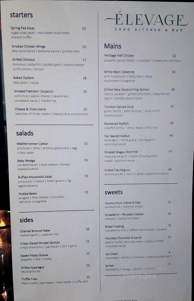 Elevage - Tampa, FL menu_pic