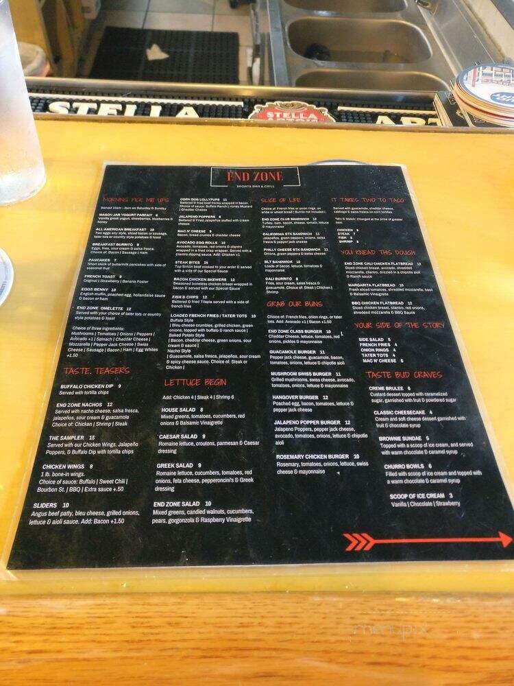 Endzone pub n grill - San Diego, CA menu_pic