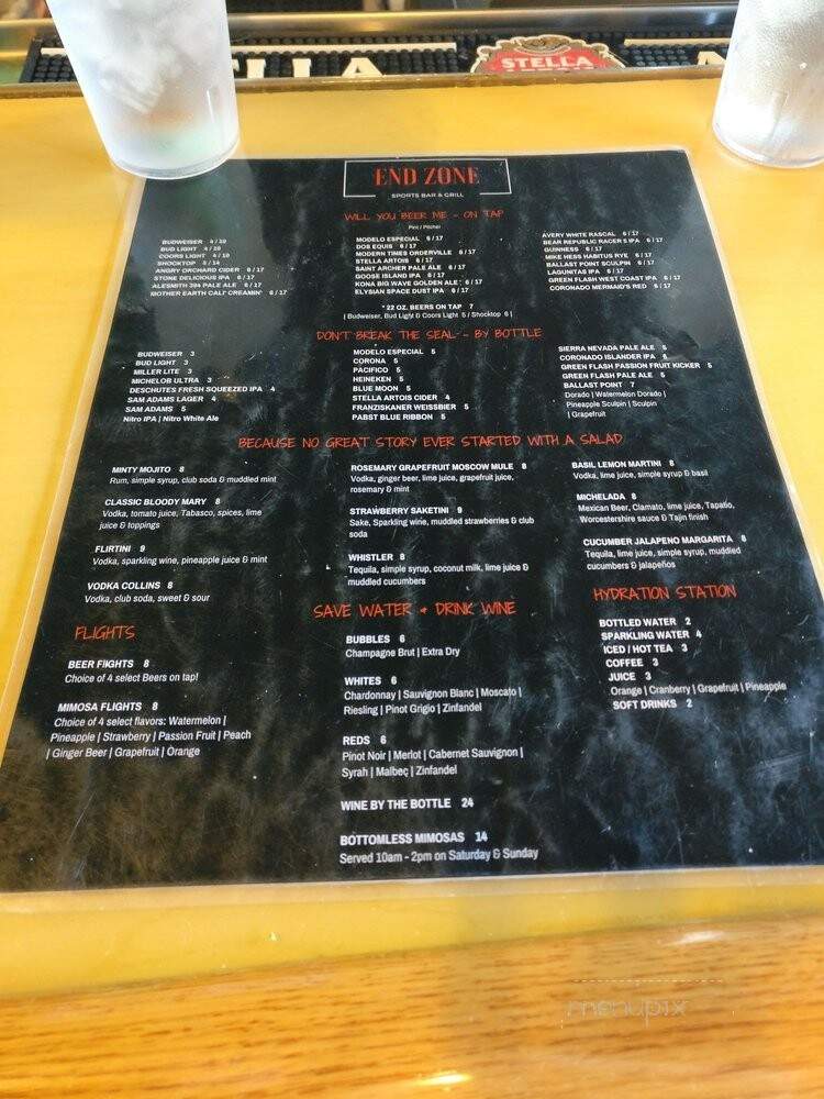 Endzone pub n grill - San Diego, CA menu_pic