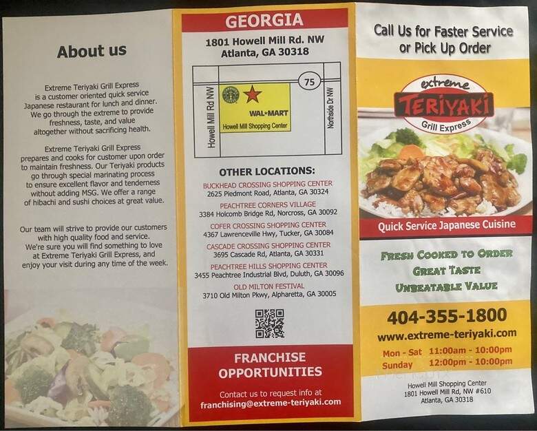 Extreme Teriyaki Grill Express - Atlanta, GA menu_pic
