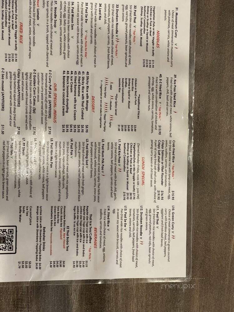 EZ Thai - Prince Frederick, MD menu_pic