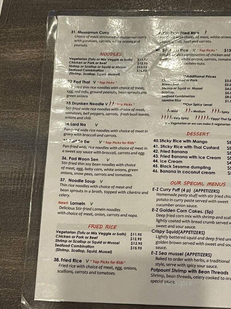 EZ Thai - Prince Frederick, MD menu_pic