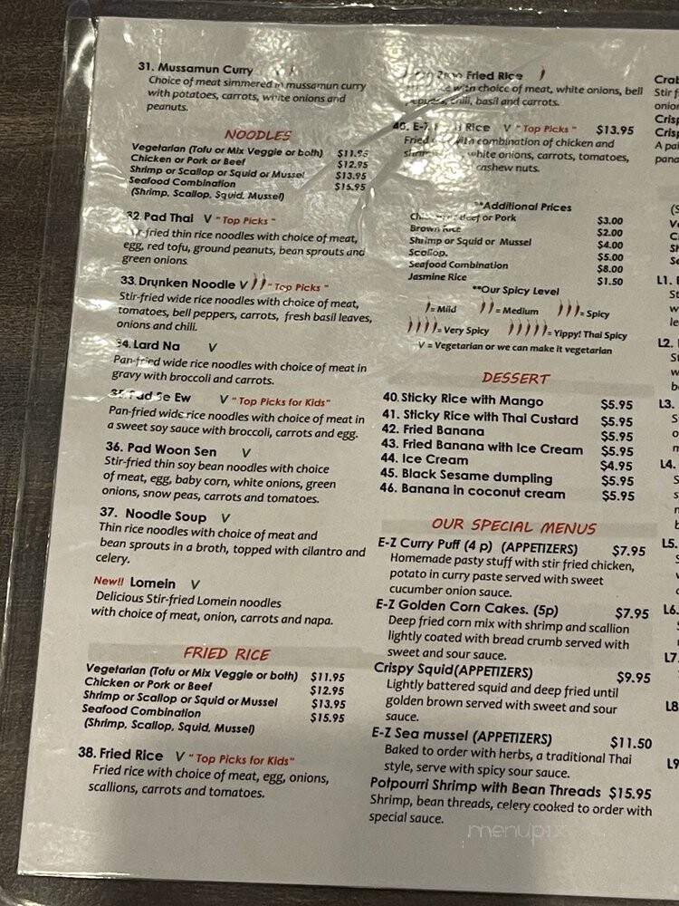 EZ Thai - Prince Frederick, MD menu_pic