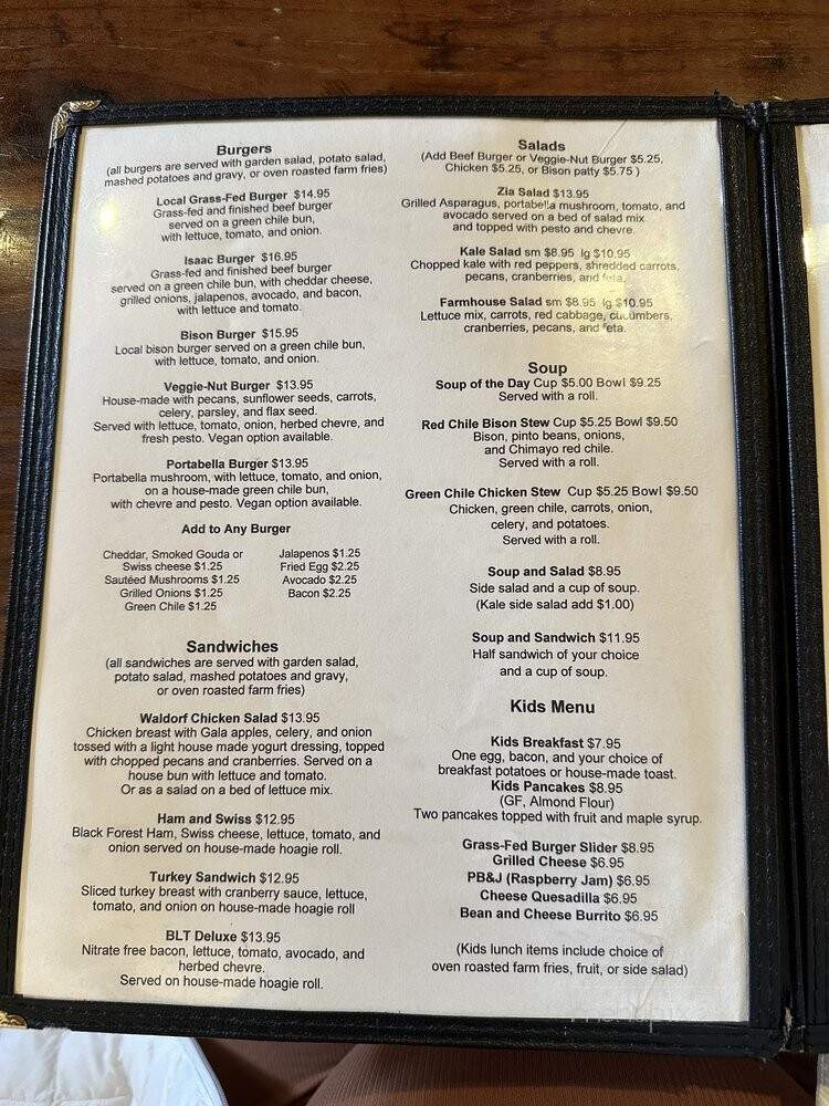 Farmhouse Cafe and Bakery - El Prado, NM menu_pic