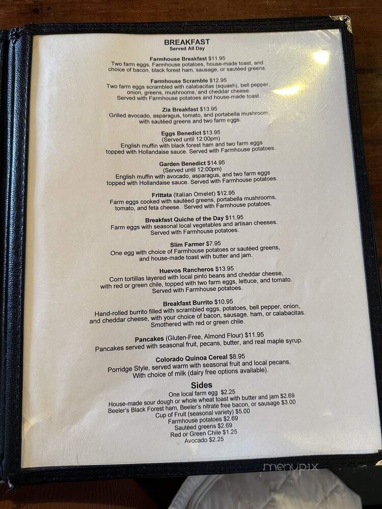 Farmhouse Cafe and Bakery - El Prado, NM menu_pic