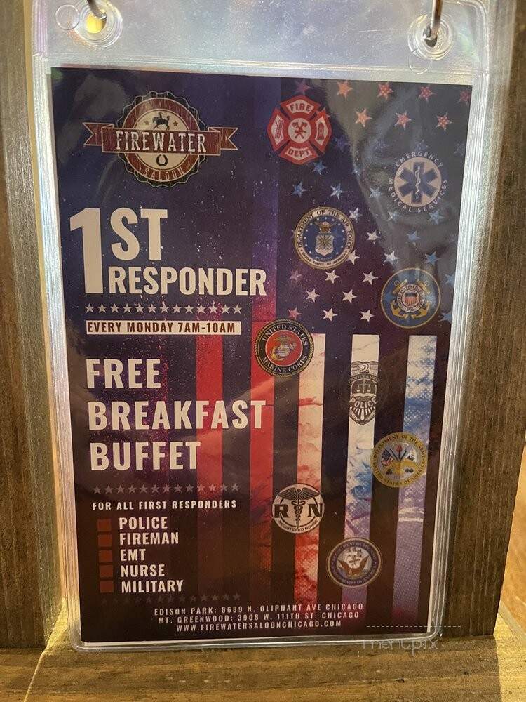Firewater Saloon - Chicago, IL menu_pic