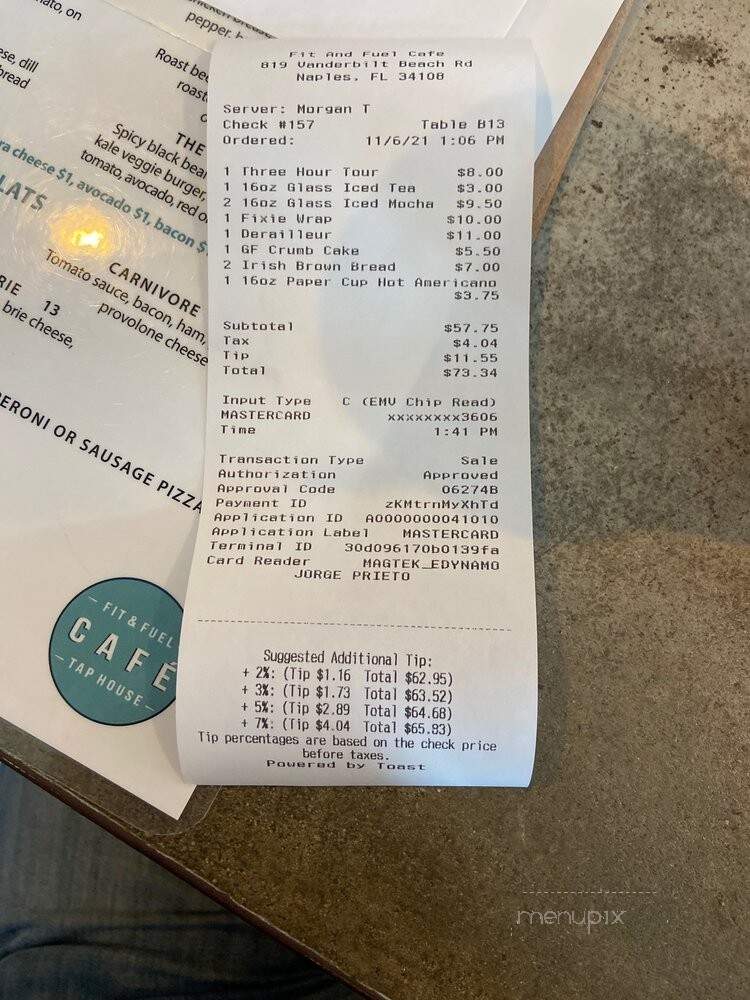 Fit & Fuel Bicycle Cafe - Naples, FL menu_pic