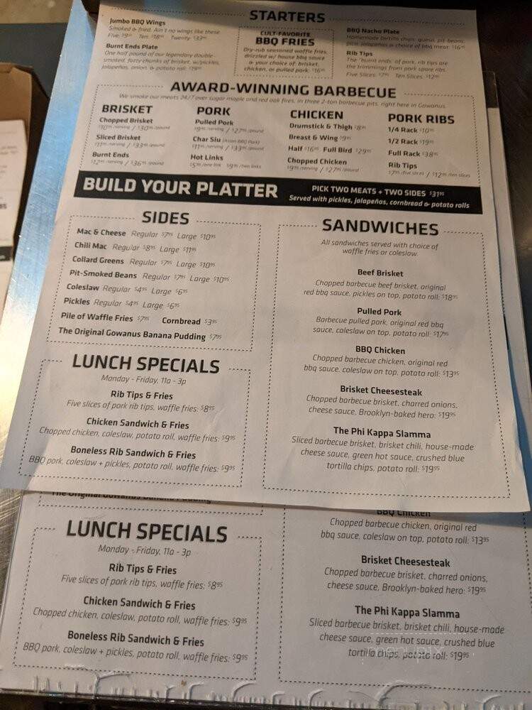 Fletcher's Brooklyn Barbecue - Brooklyn, NY menu_pic