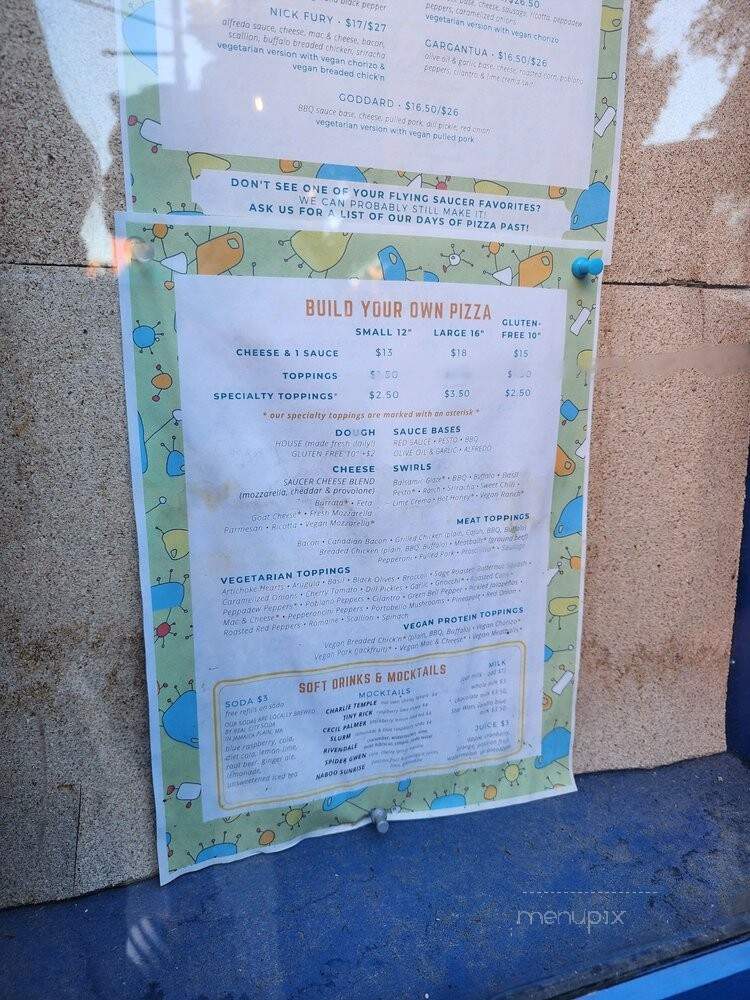 Flying Saucer Pizza Company - Salem, MA menu_pic