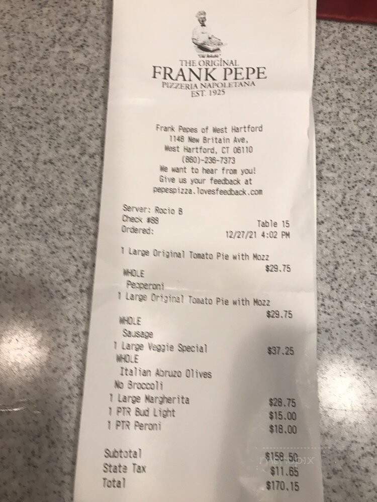 Frank Pepe Pizzeria Napoletana - West Hartford, CT