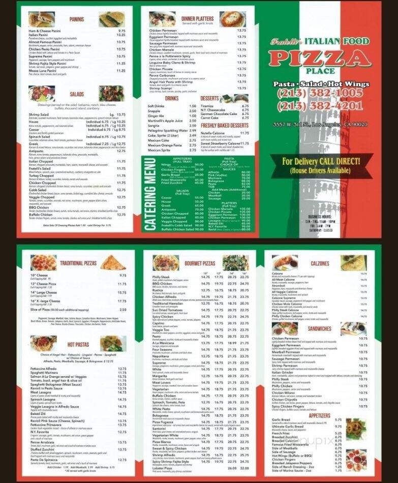 Fratelli's Pizza - Los Angeles, CA menu_pic
