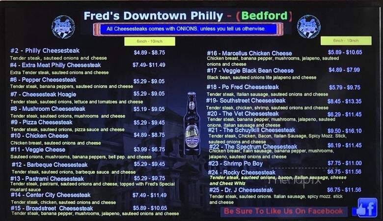 Fred's Downtown Philly - Bedford, TX menu_pic