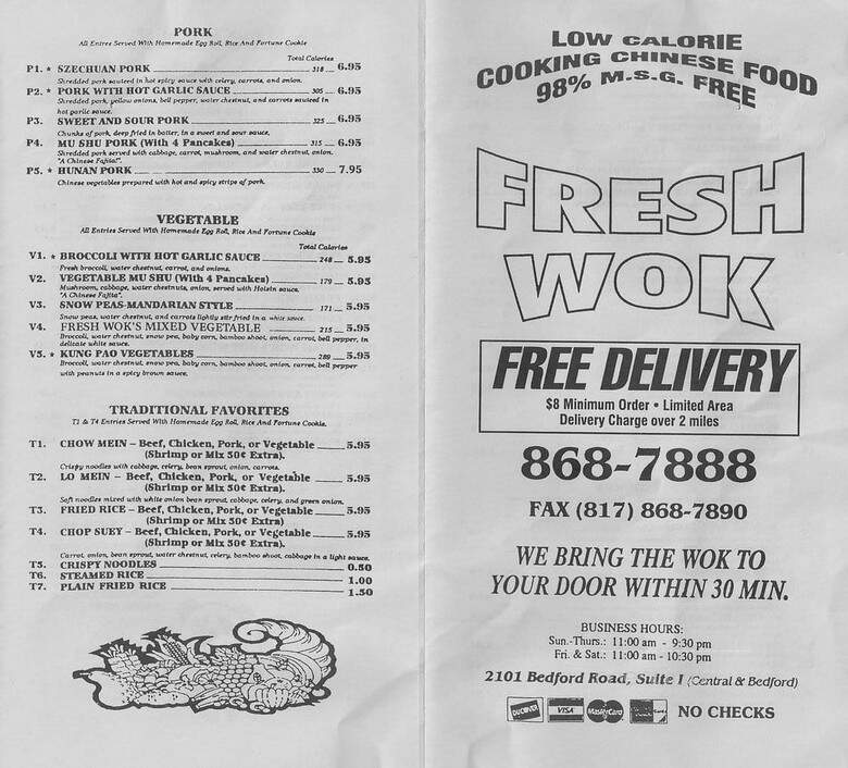 Fresh Wok - Bedford, TX menu_pic