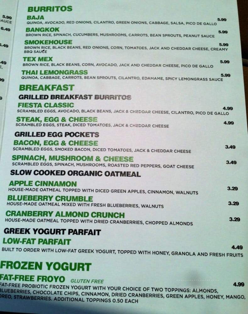 Freshii - Rockville, MD menu_pic