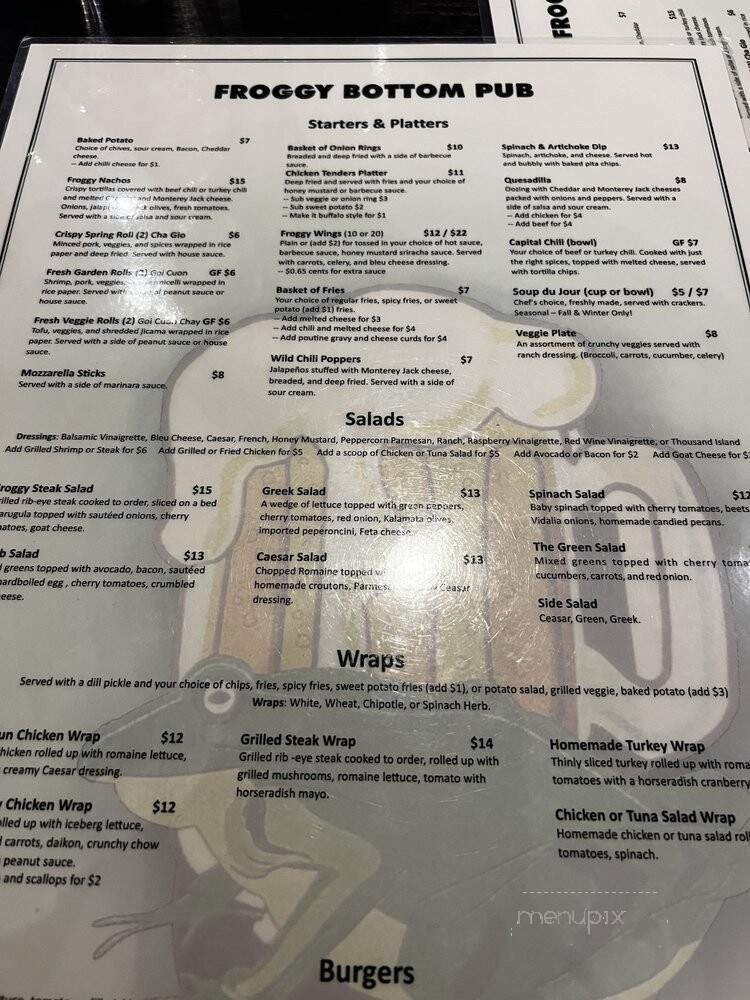 Froggy Bottom Pub & Restaurant - Washington, DC menu_pic