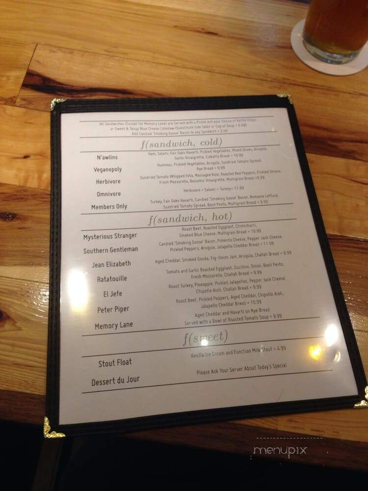 Function Brewing - Bloomington, IN menu_pic