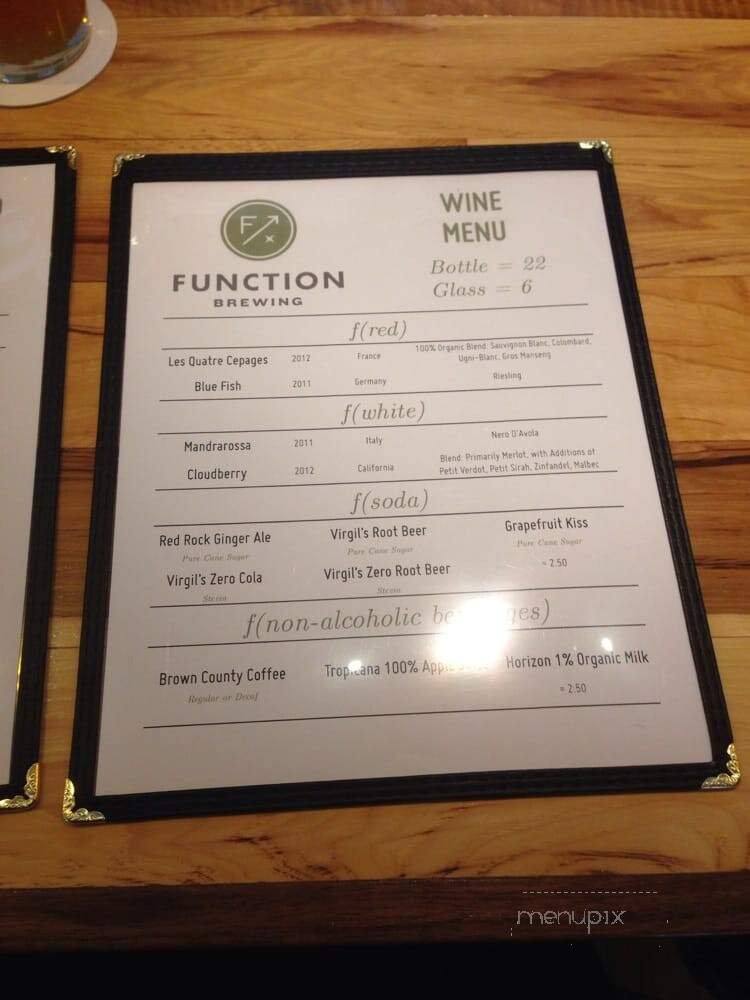 Function Brewing - Bloomington, IN menu_pic