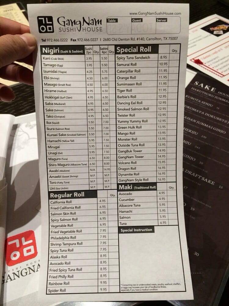 Gangnam Sushi House - Carrollton, TX menu_pic