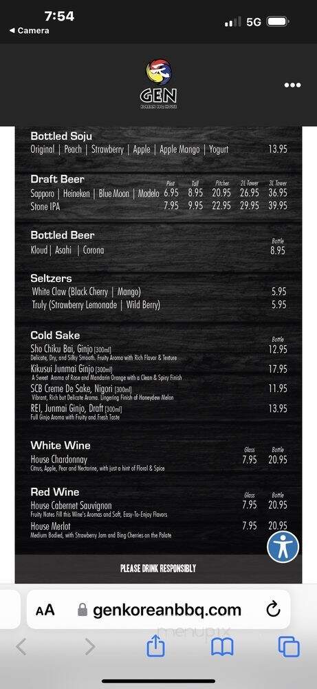 GEN Korean BBQ - Huntington Beach, CA menu_pic