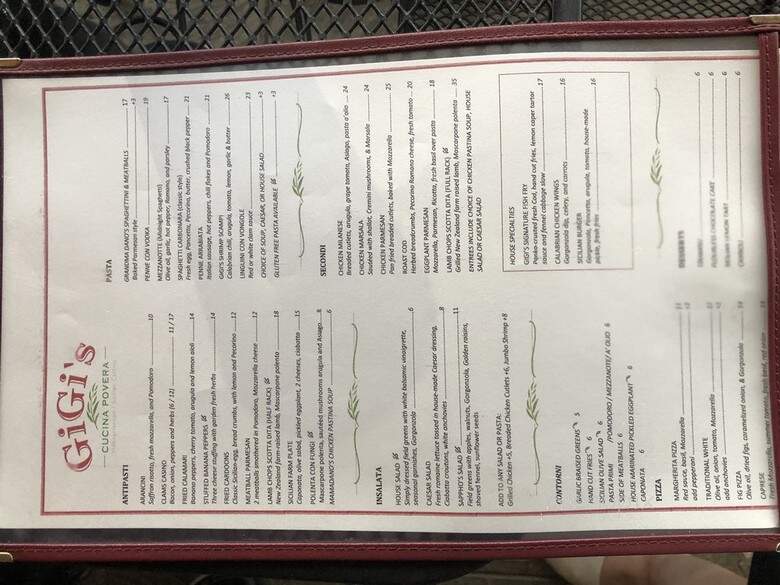 Gigi's Cucina Povera - Buffalo, NY menu_pic