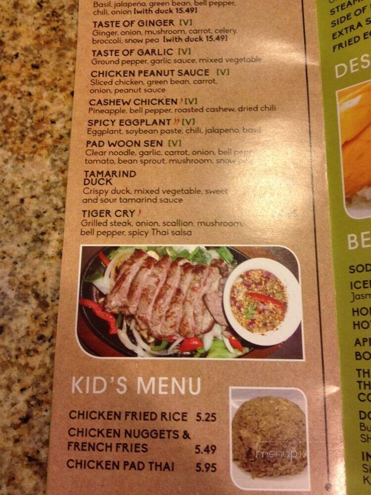 Ginger Thai - Katy, TX menu_pic