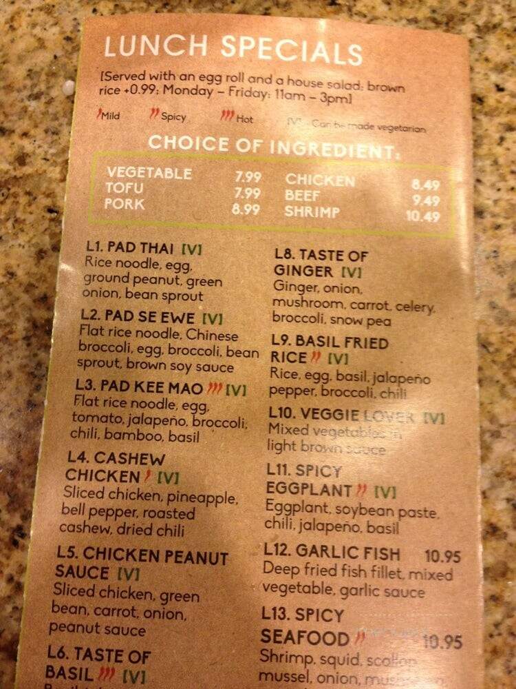 Ginger Thai - Katy, TX menu_pic