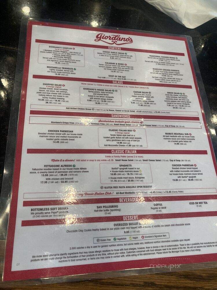 Giordano's Pizza - Chicago, IL menu_pic